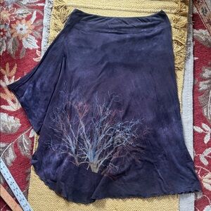 Women’s cotton skirt artist tree design print brown Susan Shimick stretchy M